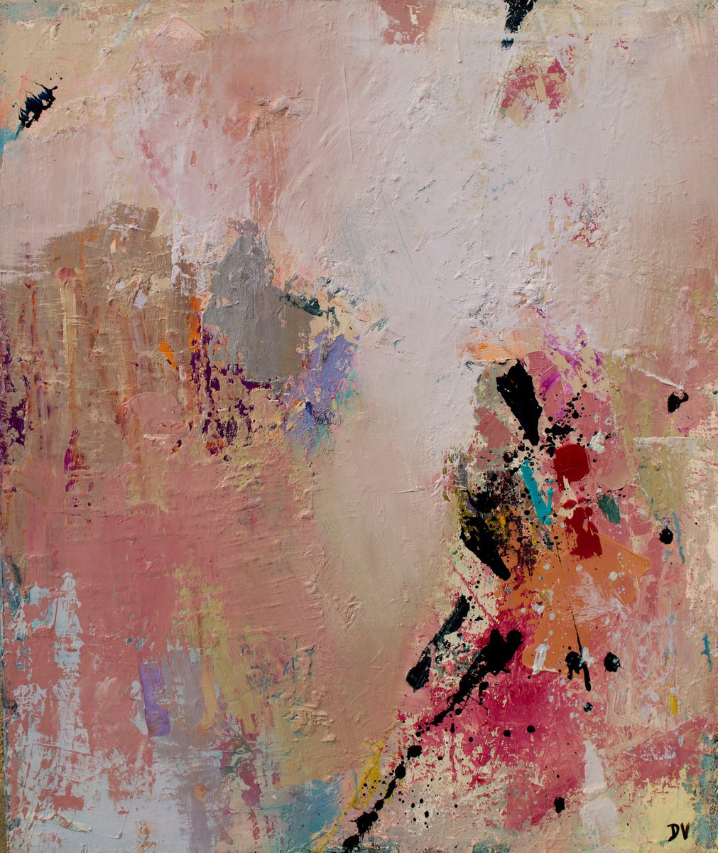 Expressive Abstract Oil Painting By Damien Venditti, 20 X 24, Sherbet Fizz 1, Original Artwork