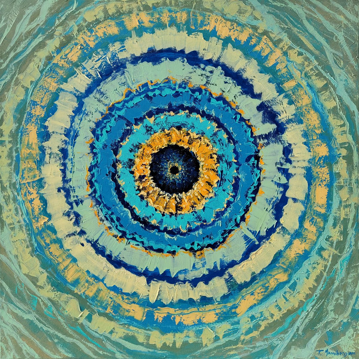 Abstract Oil Painting By Tigran Mamikonyan, 31 X 31", Eternal Cycle V 80X80Cm, Original Artwork