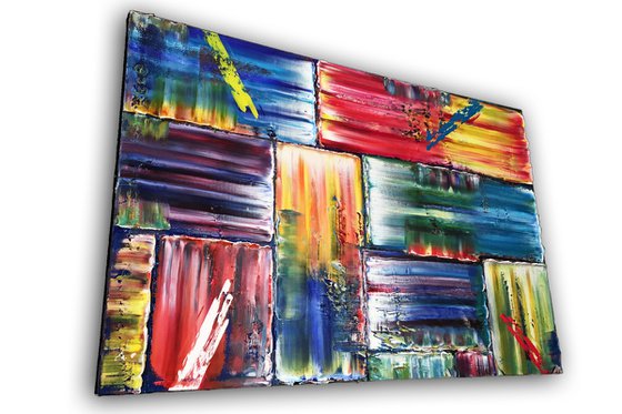 "Revolution" - Original PMS Abstract Oil Painting On Canvas - 36" x 24"