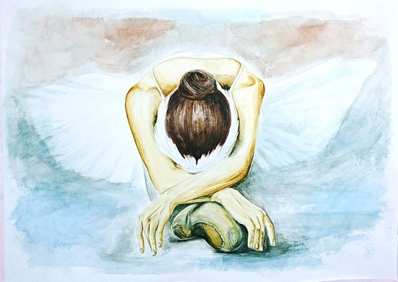 Swan. Original watercolor painting by Svetlana Vorobyeva