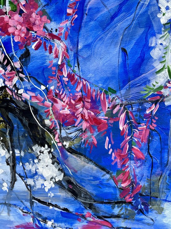 Wisteria with blue
