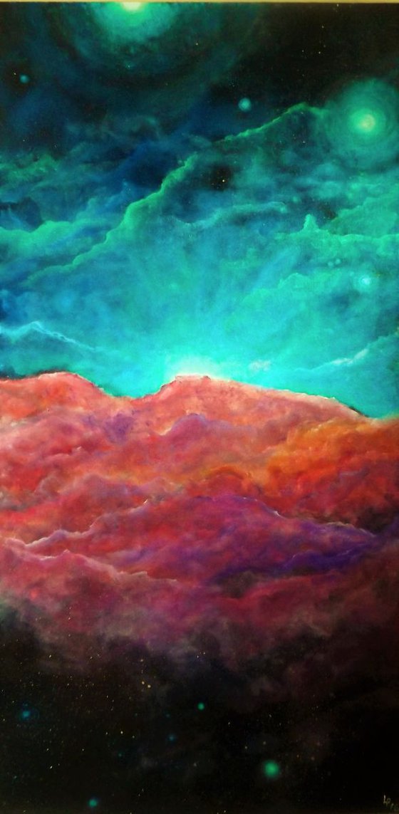 'Starlight' - Space painting, nebula art, large painting, modern