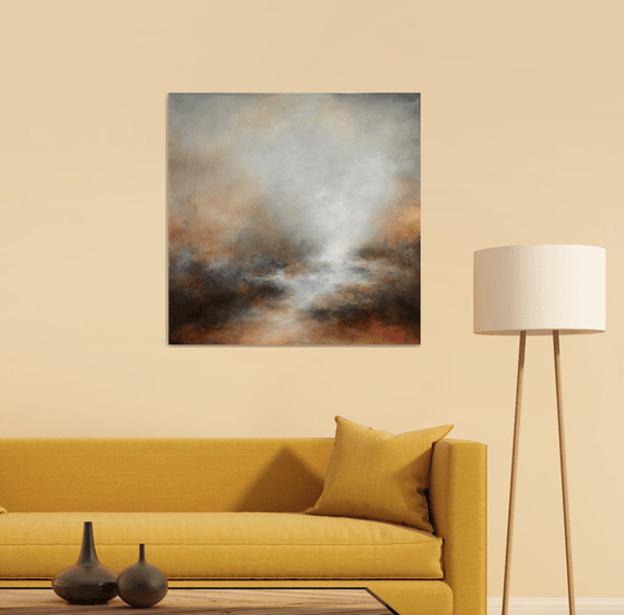 Calm emotions 70X70cm - GOLD PARTICLES 70X70CM DECOR MODERN URBAN ART OFFICE ART HOME DECOR GIFT IDEA ORIGINAL ACRYLIC PAINTING LANDSCAPE GIFT (2020)