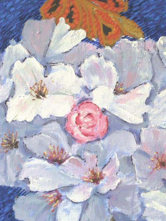 Cherry Blossom in a Red Vase