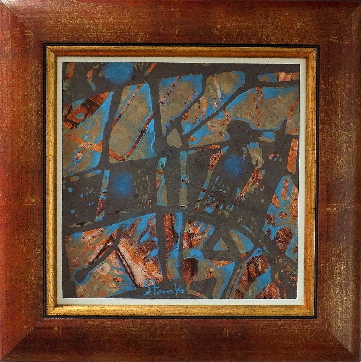 Abstract Acrylic Painting By Stanislav Bojankov, 11 X 11", Abstract In Grey-Iv, Original Artwork