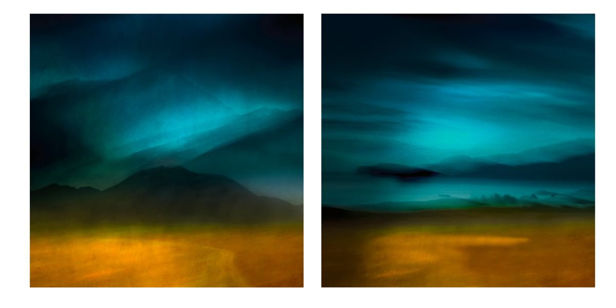 Mountain Light Diptych - Two Giclee Prints on Canvas - Diptych by Lynne Douglas