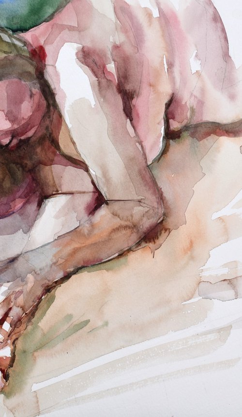 resting hands on the bed by Goran Žigolić Watercolors