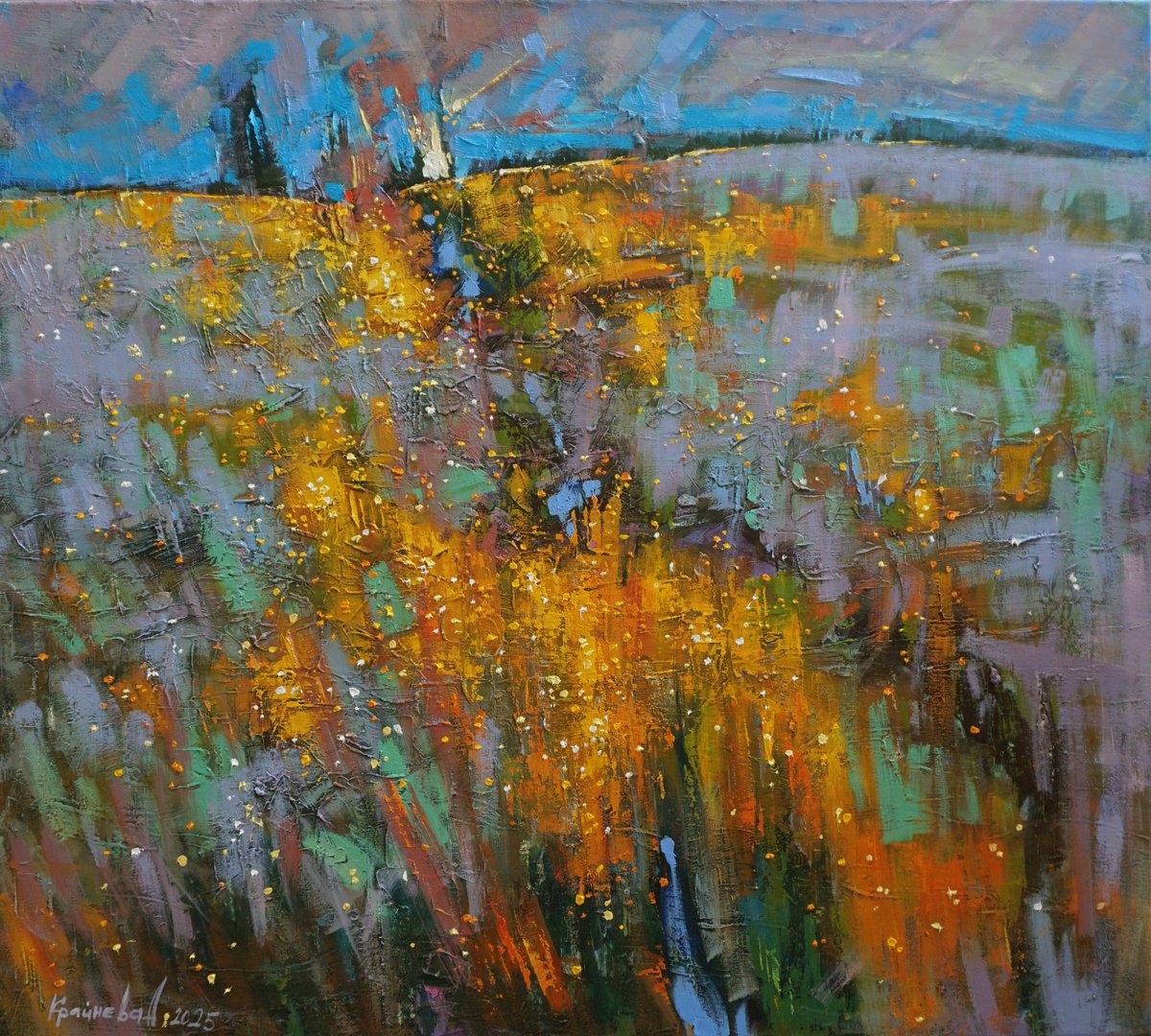 Impressionistic Landscape Oil Painting By Anastasiia Kraineva (Masniuk), 39 X 35, The Earth Smiles With Flowers, Artfinder