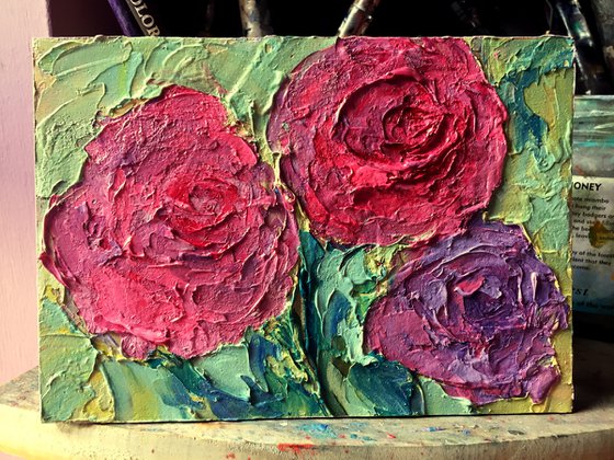 Roses Cold wax oil painting