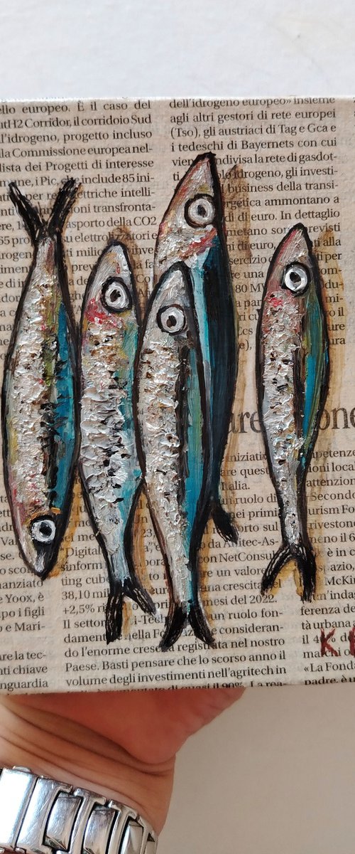 Small Fishes on Newspaper by Katia Ricci