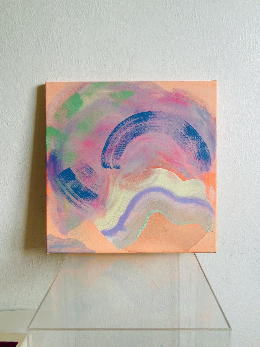 Organic Abstract Acrylic Painting By Ryoko Minamitani, 16 X 16", Cosmic Echoes, Original Artwork