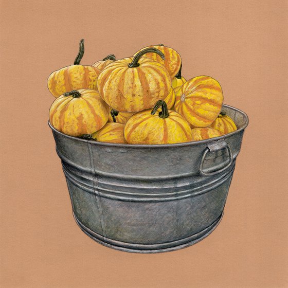 A basin with pumpkins
