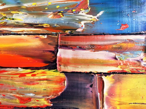 "Rotting Rainbow" -  Original PMS Oil Painting On Reclaimed Wood - 38 x 12 inches