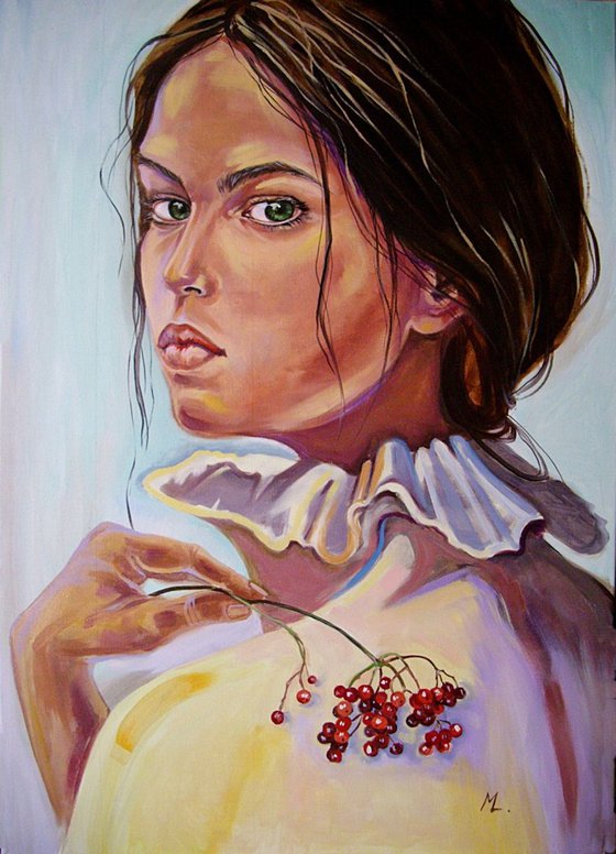 " THE LOOK ...  " - LARGE FORMAT 100X 70CM original oil painting on canvas, gift,