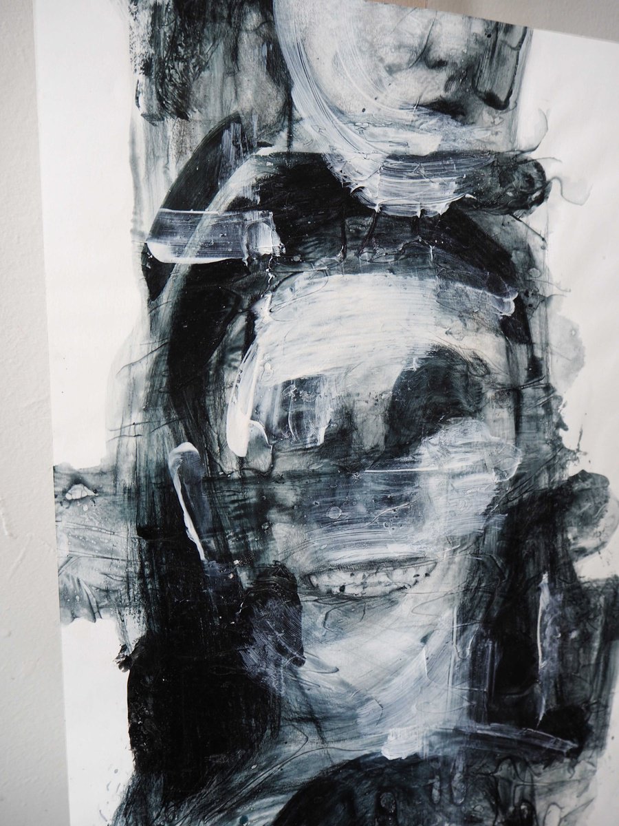 Expressive Portrait Drawing By Cynthia Gregorova, 15 X 22, Points Of Penetrations Iv, Original Artwork