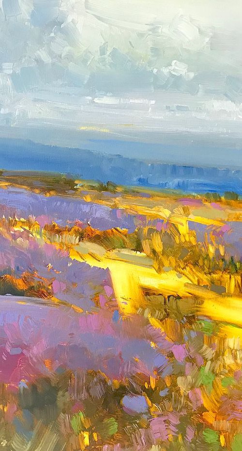 Field of Lavenders, Original oil painting, One of a kind Signed by Vahe Yeremyan