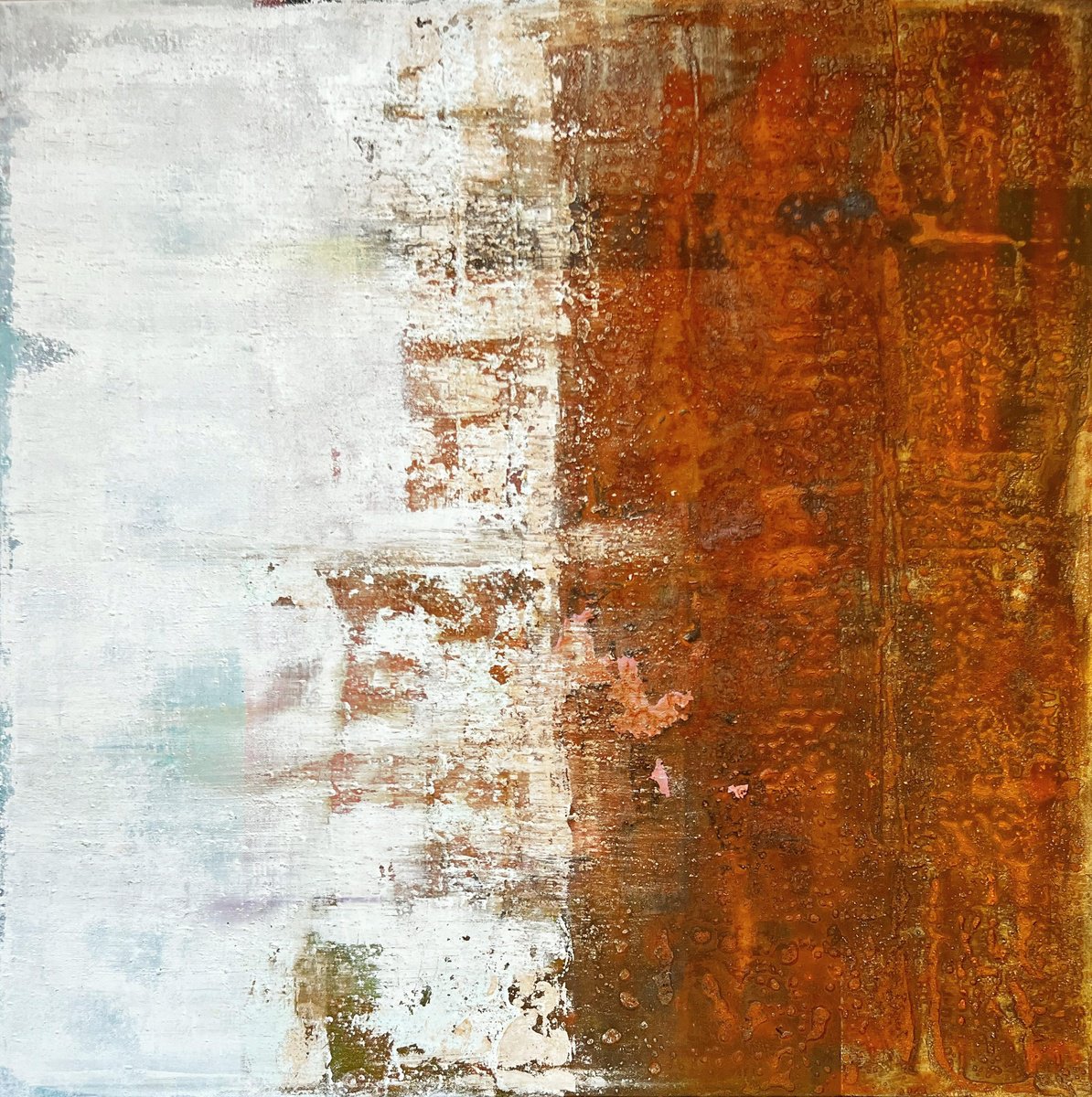 Abstract Painting By Sergio Aranda, 31 X 31", Contrastes Temporels, Original Artwork