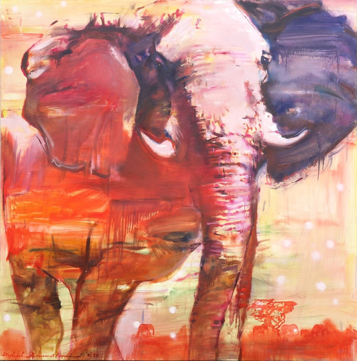 Impressionistic Animal Oil Painting By Anatolii Varvarov, 79 X 79, No Route, Original Artwork