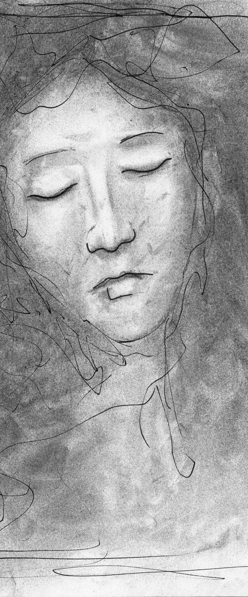 Dessin au fusain, Visage by Lionel Le Jeune