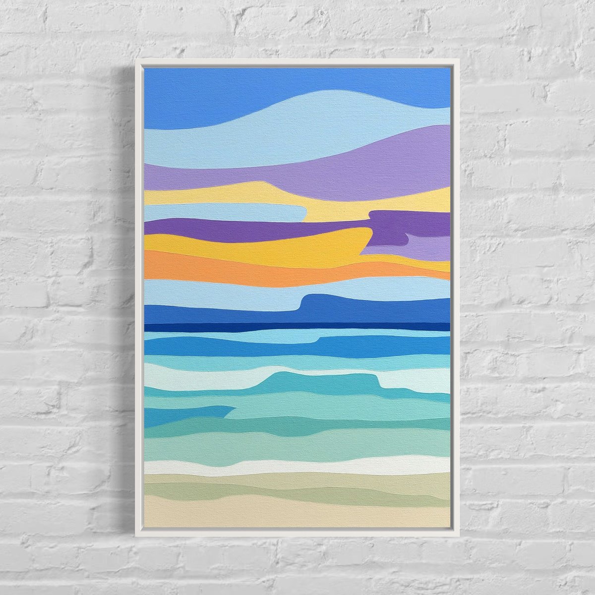 Abstract Landscape Acrylic Painting By Zoe Hattersley, 20 X 30", Evening Shoreline, Original Artwork