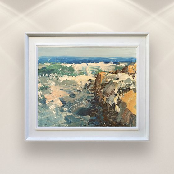 Ocean Waves - Modern Impressionist Sea Rocks