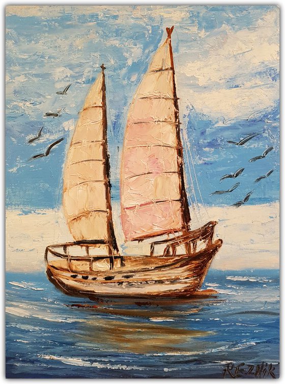 Sail -  oil painting on thin canvas 30*40