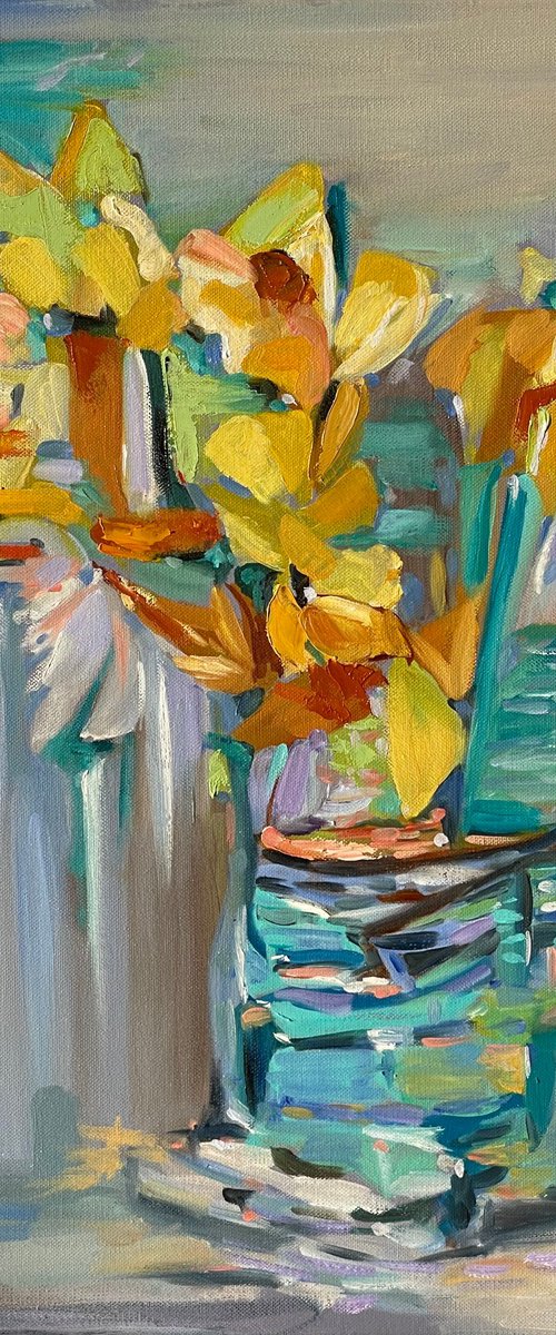 Moments of Gold and Turquoise: Ephemeral Daffodils by Olga McNamara