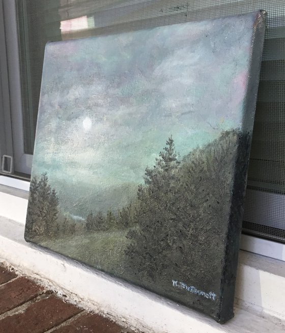 SOFT MOUNTAIN NIGHT - oil 10X12 inch canvas (SOLD)