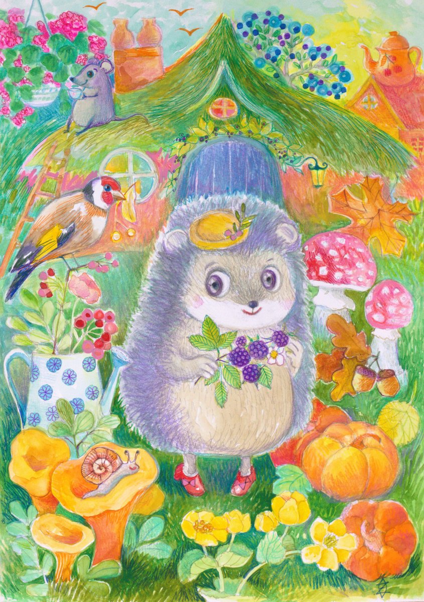 Oxana Zaika | Original Watercolour | The Little Keeper Of Autumn | 30 X 42Cm | Artwork For Sale On Artfinder