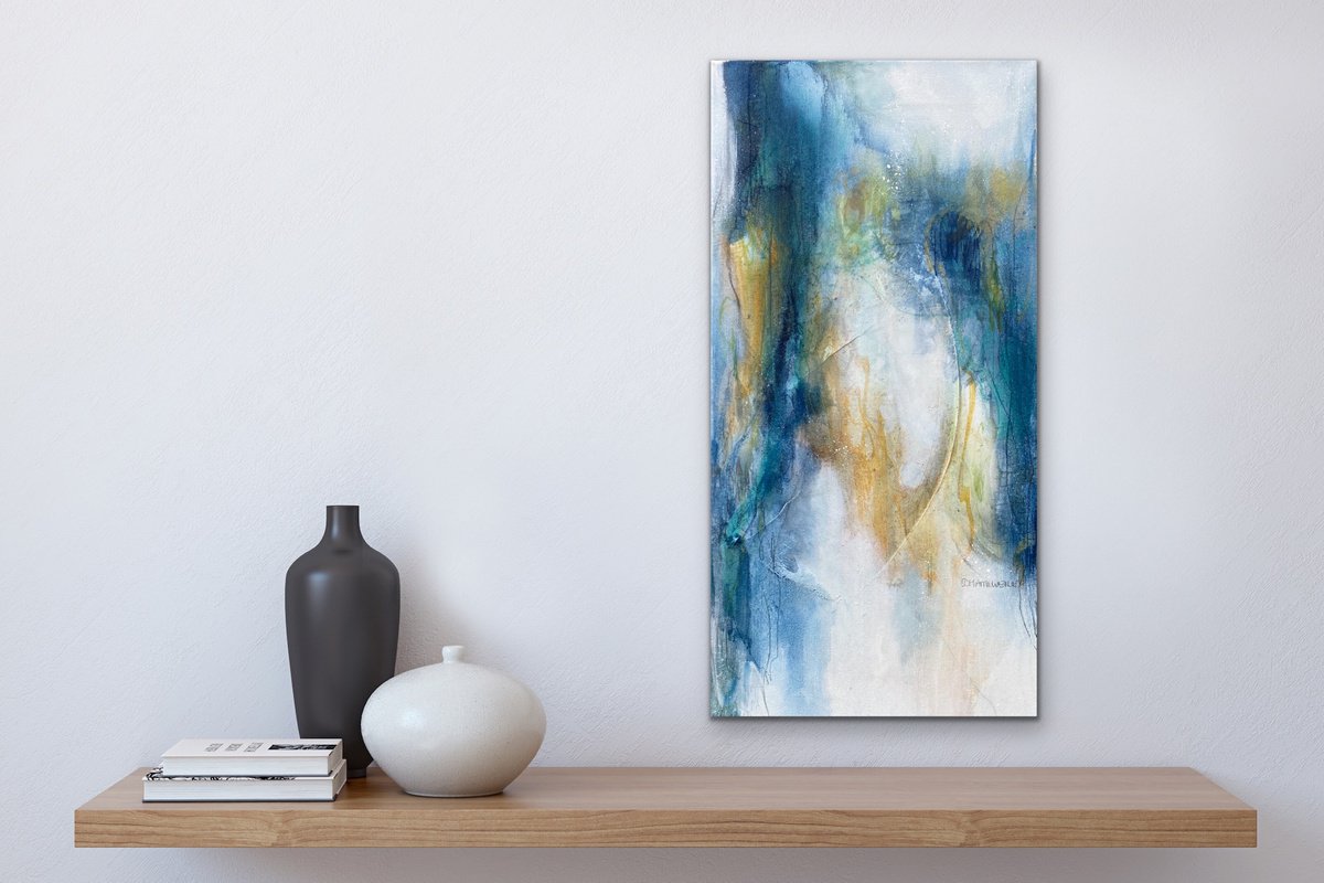 Abstract Acrylic Painting By Kirsten Schankweiler, 12 X 24", Origin Iv, Original Artwork