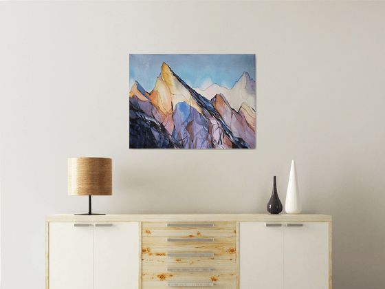 Mountains landscape Mixed-media painting by Alla Vlaskina | Artfinder