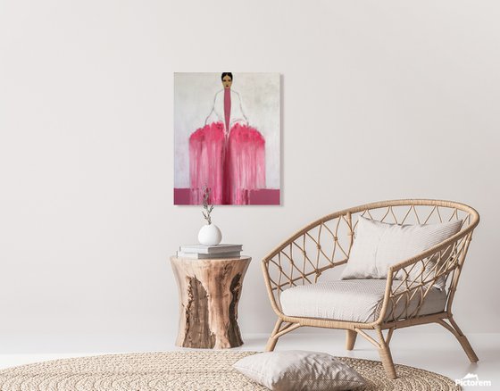 Girl with Flowers III (Pink & White)