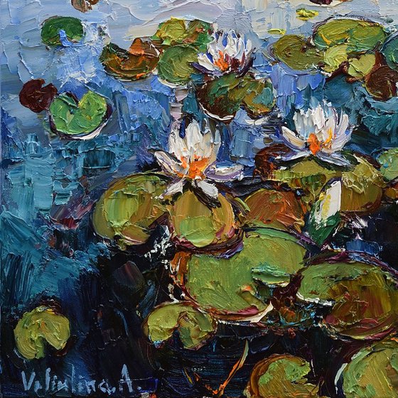 Water lilies Original Oil painting 60 x 90 cm