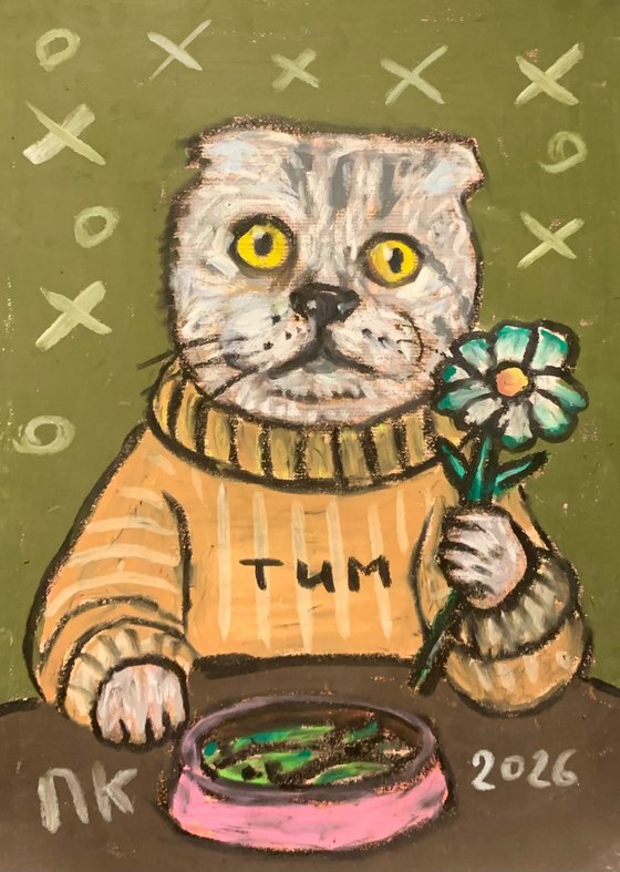 Cat with flower