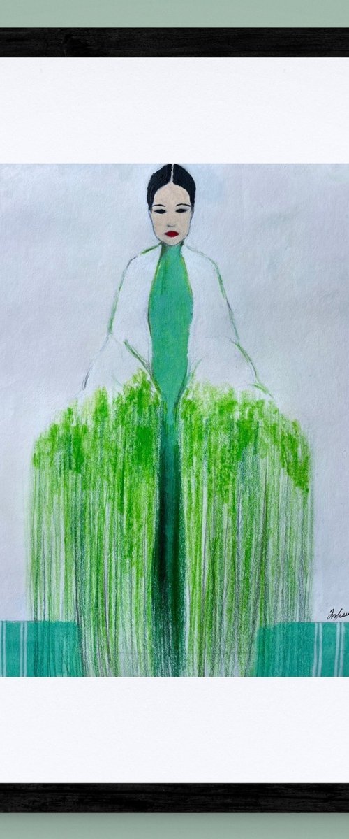 Girl with a Bouquet by Gela MIKAVA