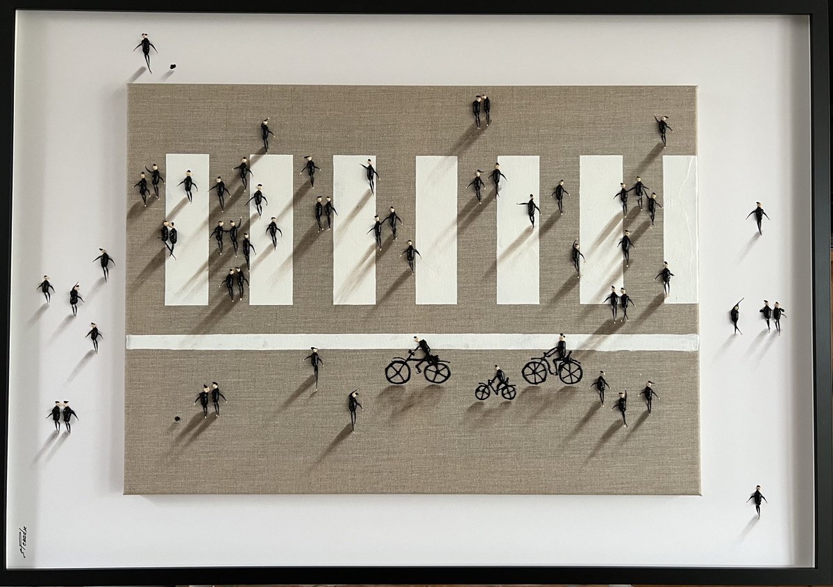 Abstract Portrait Acrylic Painting By Eka Peradze, 29 X 21, Freedom Crosswalk Eka Peradze, Original Artwork