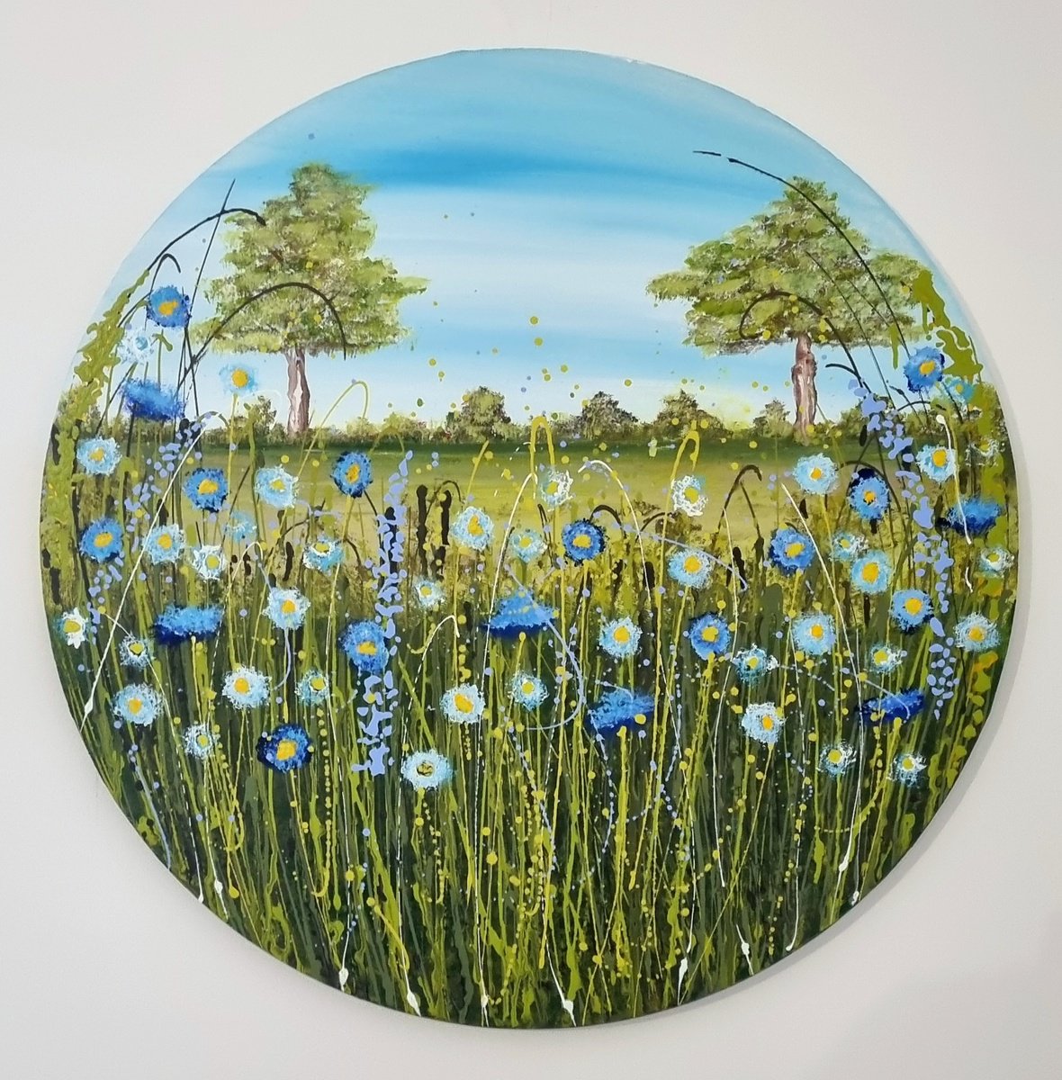Blue Flowers In Greenwich Park By Cinzia Mancini, 20 X 20, Artwork For Sale On Artfinder