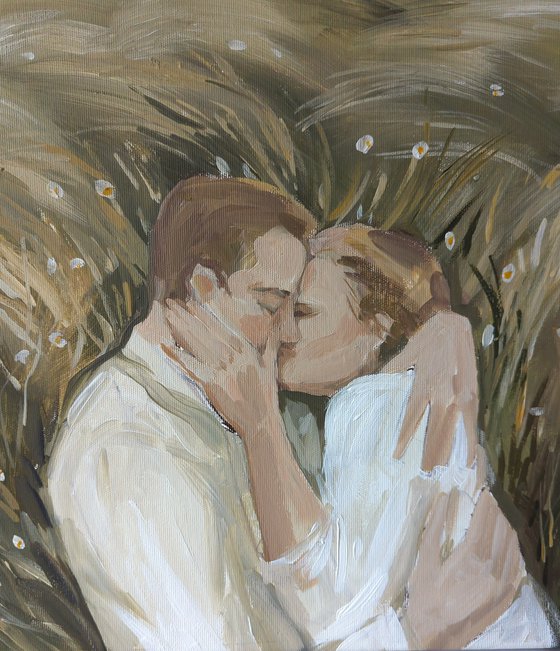 Loving couple in the field