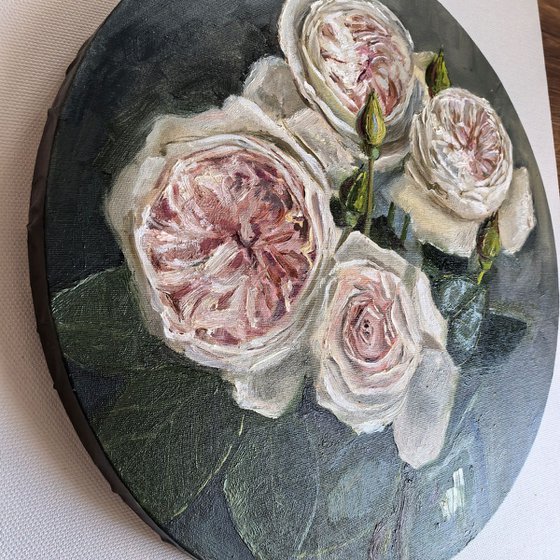 Pink roses round still life