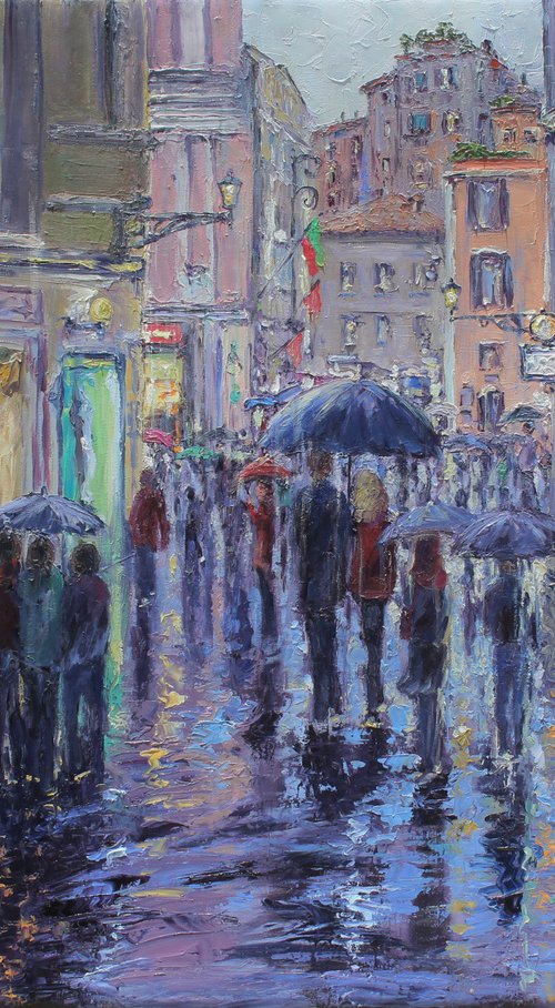 A Rainy Evening Stroll In Rome by Kristen Olson Stone