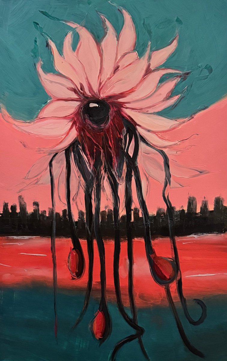 Organic Abstract Oil Painting By Lola Jovan, 12 X 18", Seemingly Most Innocent, Original Artwork