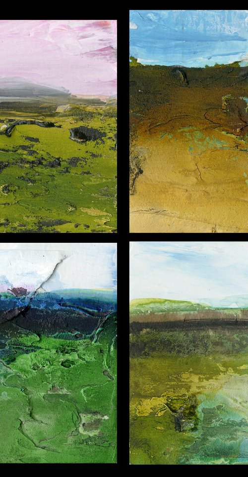 Dream Land Collection 6 - 4 Small Textural Landscape Paintings by Kathy Morton Stanion by Kathy Morton Stanion