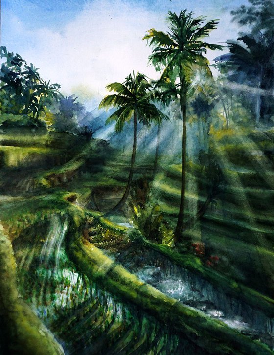 Bali ORIGINAL Watercolor Painting - Bali Art, Indonesia Artwork