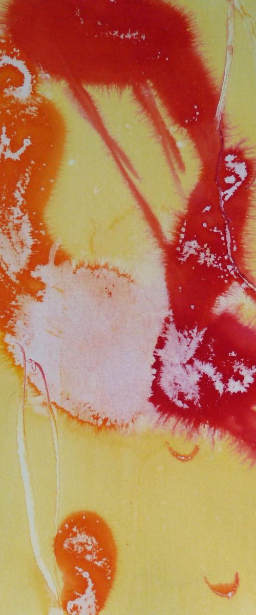 Red and Yellow Abstract, 29x41 cm by Frederic Belaubre