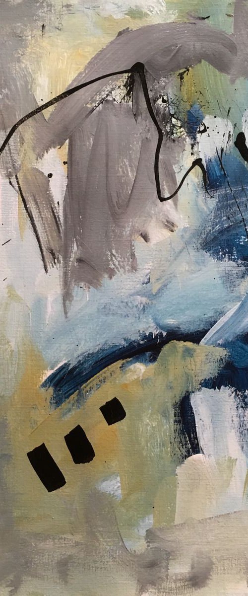 Au soleil de midi - Original abstract acrylic painting on paper - One of a kind by Chantal Proulx