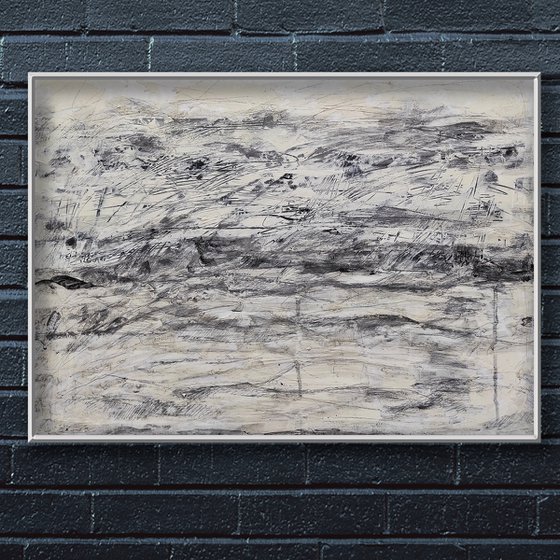 Monochrome beige abstract diptych Thoughts