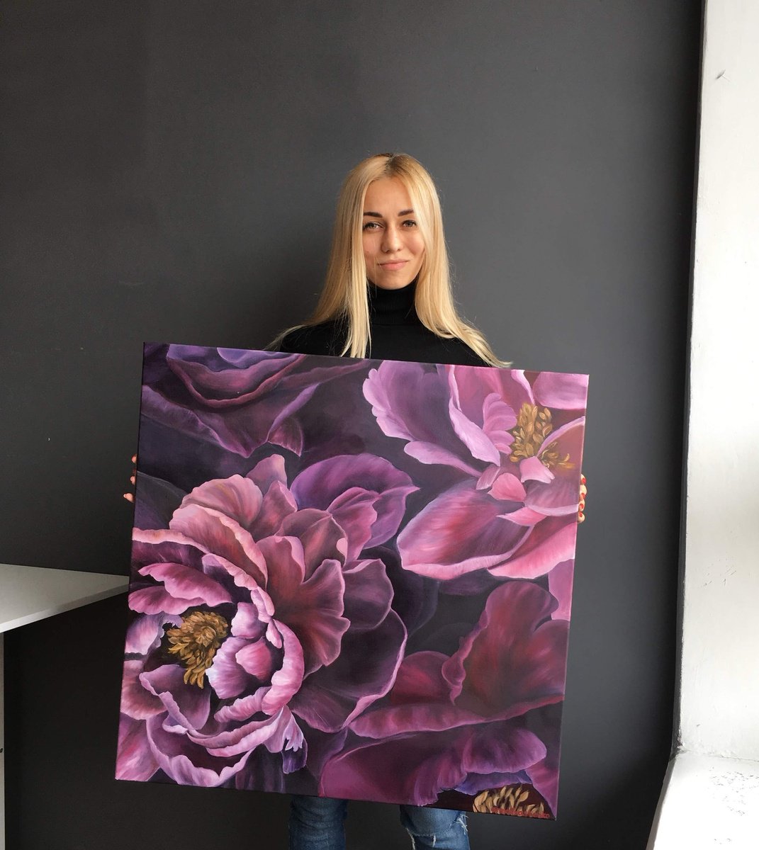 Peony Bloom By Anna Lyashenko, 28 X 28, Artwork For Sale On Artfinder