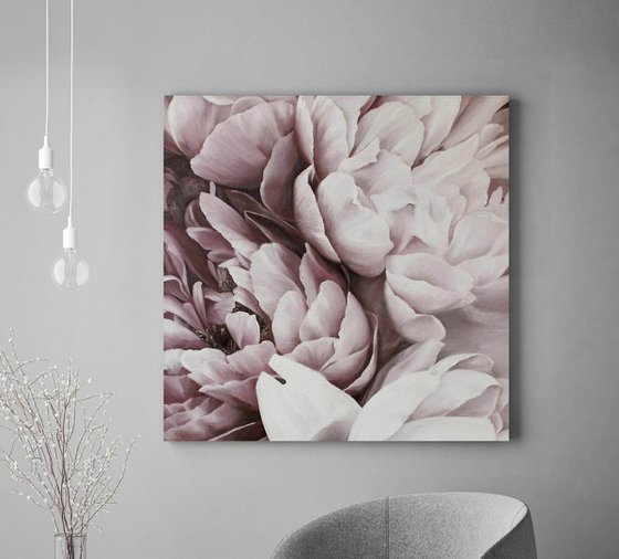 "Peonies bouquet 3" Pink purple peonies art