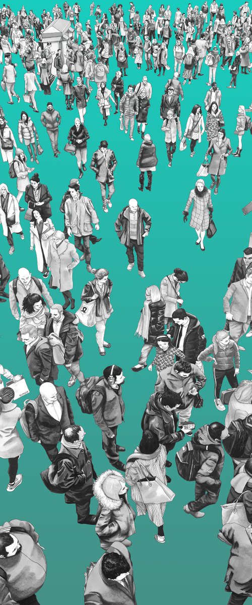 “People At The Station II” (Turquoise Gradient) by Arturo Garcia de las Heras (Agheras73)