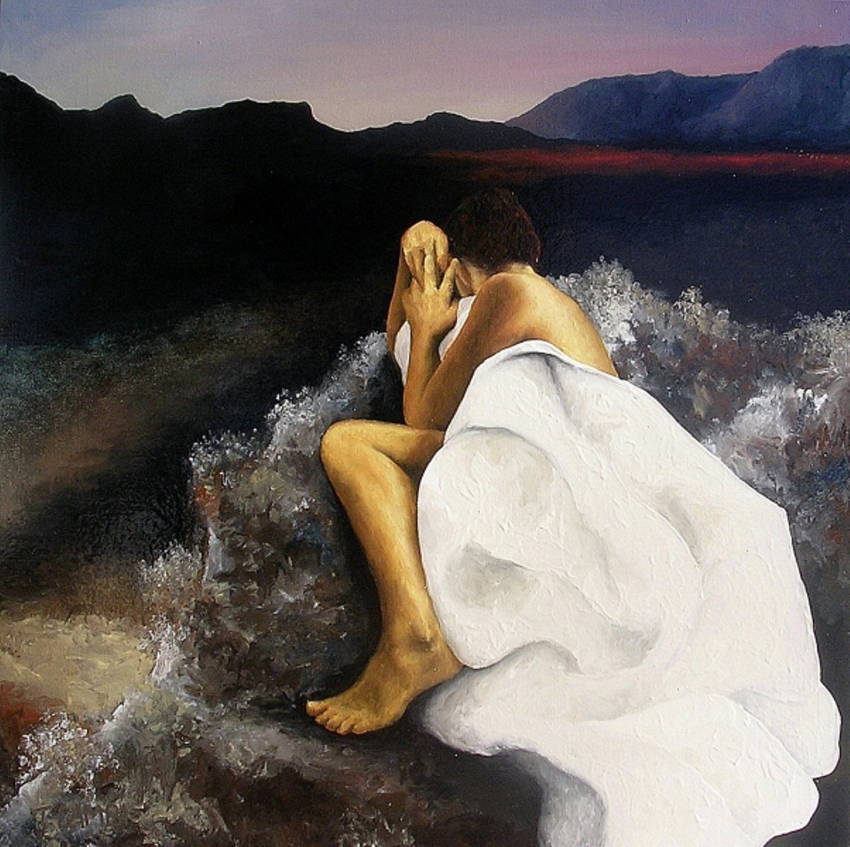 Photorealistic Portrait Oil Painting By Trisha Lambi, 47 X 47", Forsaken, Original Artwork